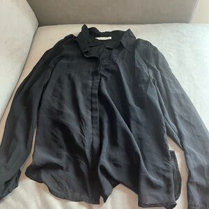 Abercrombie & Fitch Sheer Black Button Up Shirt L
